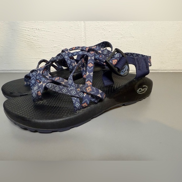 Chaco Black and Blue Sandals with Fabric Straps - Picture 1 of 5